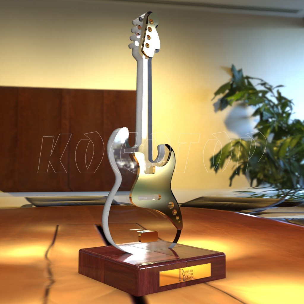 Фото 3 - Награда музыкальная из стекла гитара KSG-604.